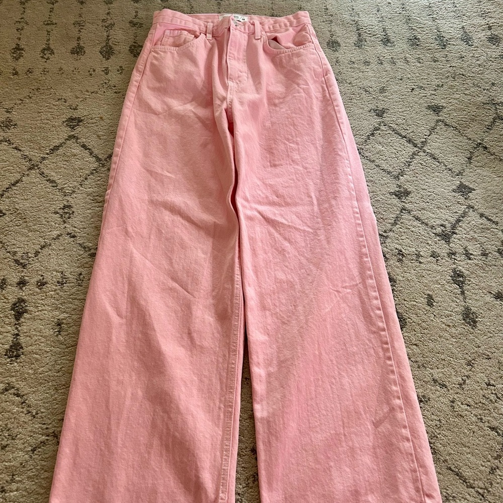 Just Black Pink Flare Wide Leg Jeans
